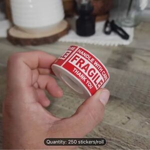 Red Fragile Stickers Roll of 250
